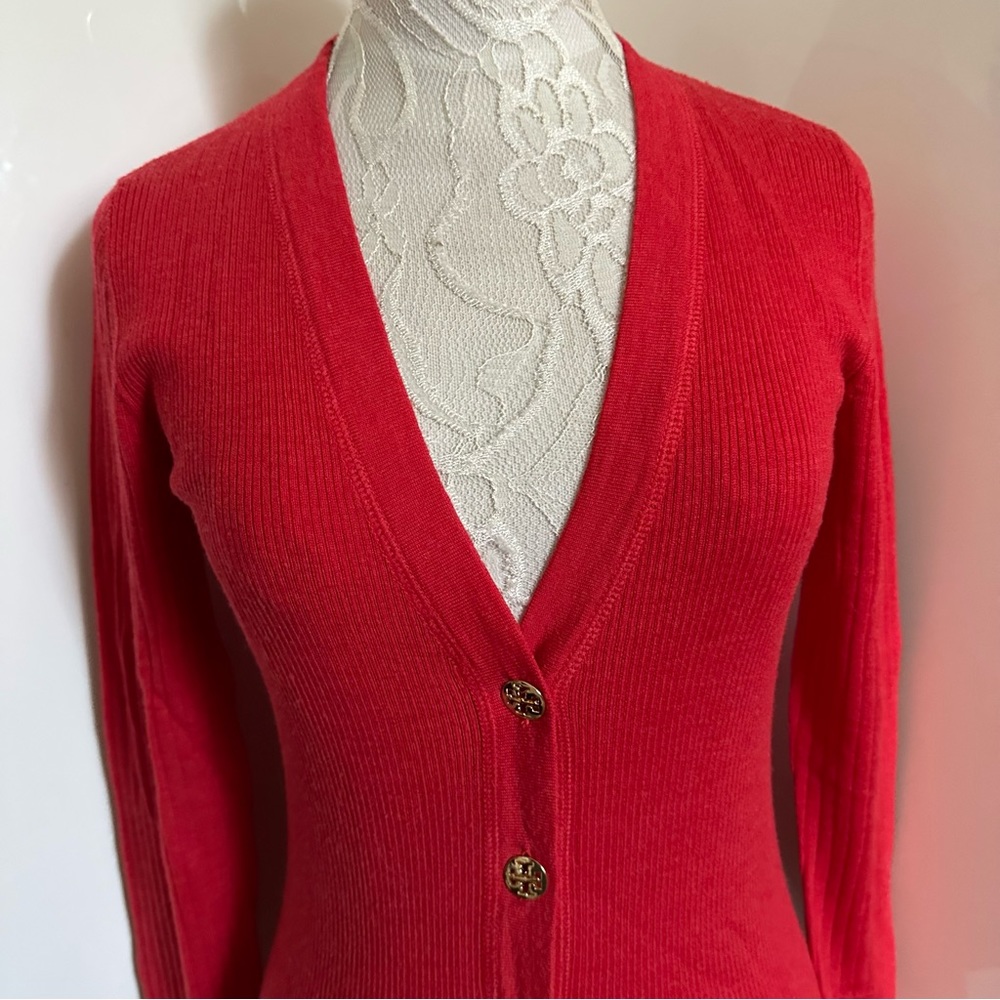 Tory Burch Shrunken Simone Merino Wool Cardigan sz S - Picture 4 of 12